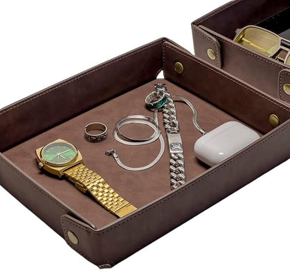 LLmoway PU Leather Valet Tray Nightstand Desk Organizer - Image 6