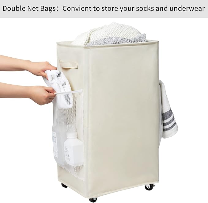 Chrislley 90L Rolling Laundry Basket Large Laundry Hamper - Image 4