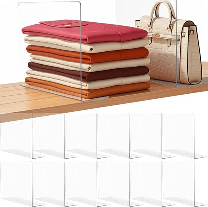 Shelf Dividers for Closet Organization: 12" Tall x 12" Deep Acrylic Shelf by Lebouri