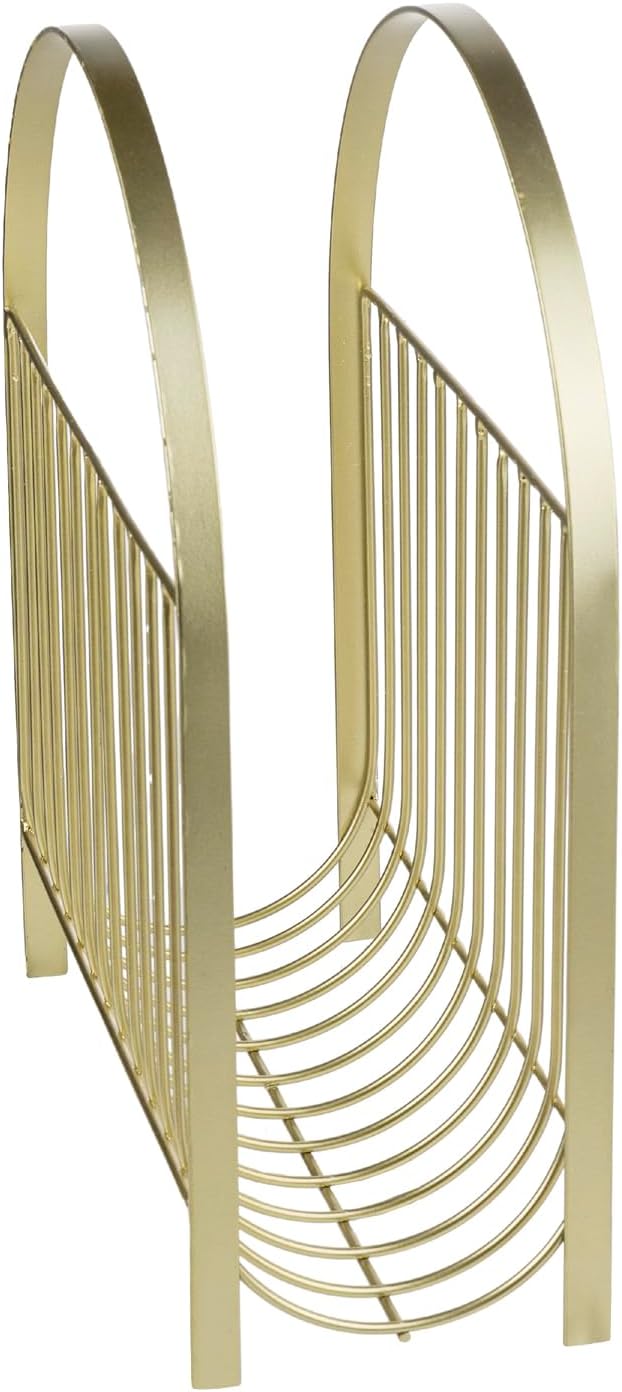 MyGift Deluxe Mid Century Brass Tone Metal Wire Magazine Holder Rack, Table or - Image 6