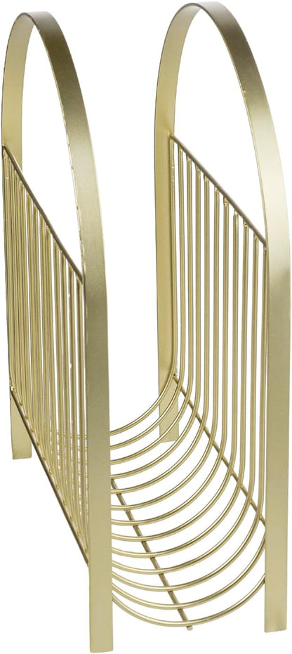 MyGift Deluxe Mid Century Brass Tone Metal Wire Magazine Holder Rack, Table or - Image 6