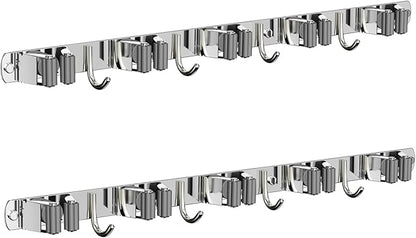 2 Pack Mop and Broom Holder Wall Mount, Non-slip Broom Hanger Wall Mount by CUXIXA