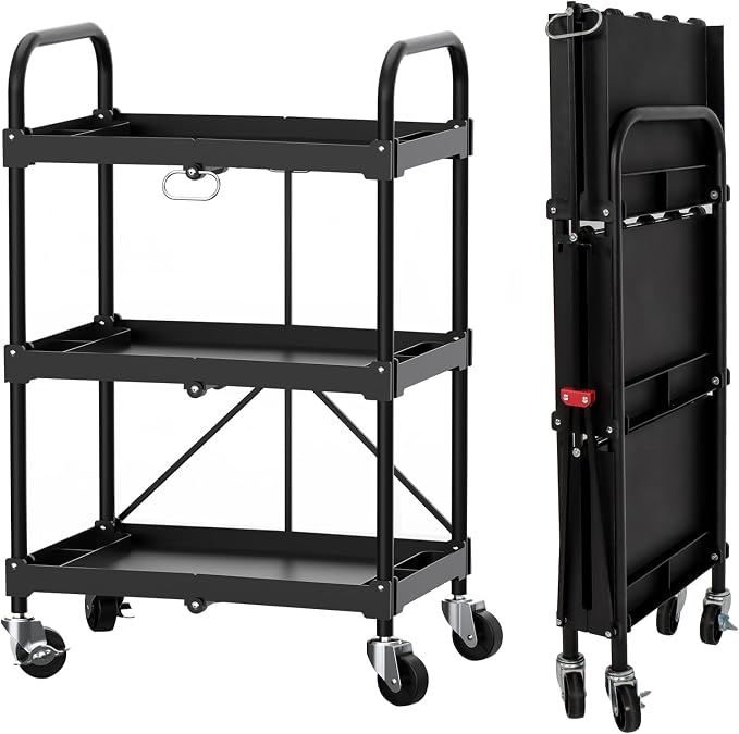 Collapsible Service Cart, Folding Utility Cart by LEADALLWAY