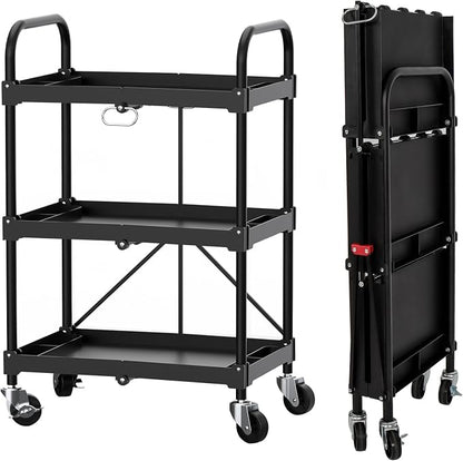 Collapsible Service Cart, Folding Utility Cart by LEADALLWAY