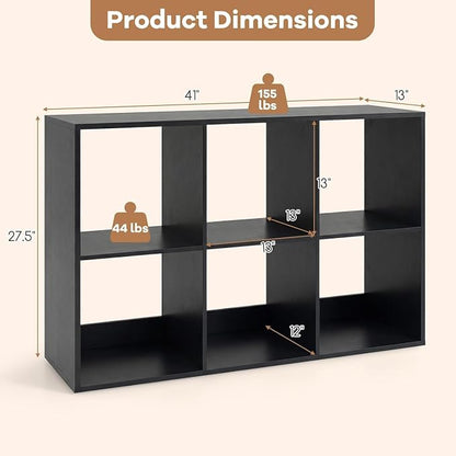 POWERSTONE 6 Cube Storage Organizer, 3 Tier Cubby Bookshelf Freestanding - Image 2