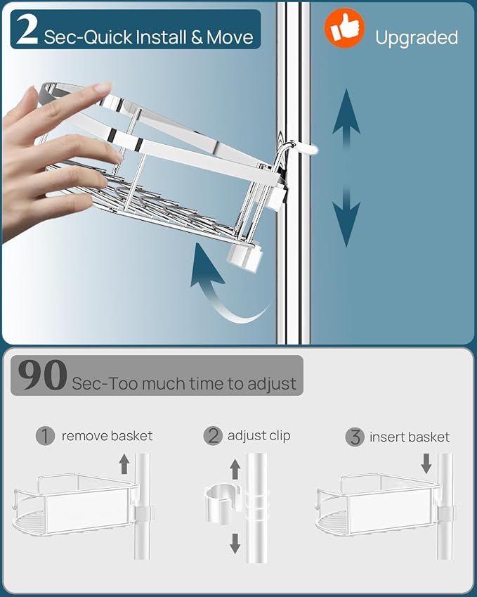 SEIRIONE Rustproof Shower Corner Caddy Organizer - Image 6