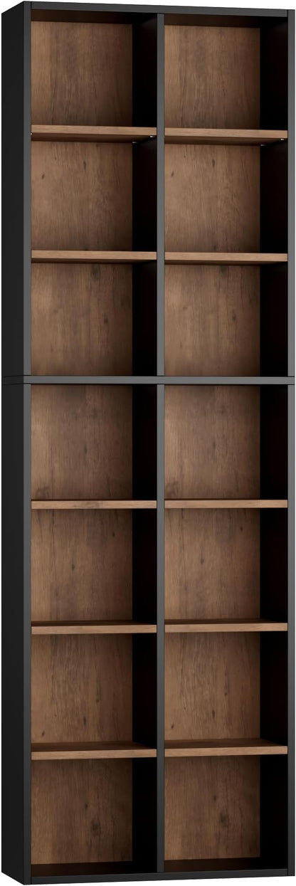 FOTOSOK Bookshelf Bookcase 7-Tier Narrow Bookshelf Tall CD Media Tower Rack | by FOTOSOK