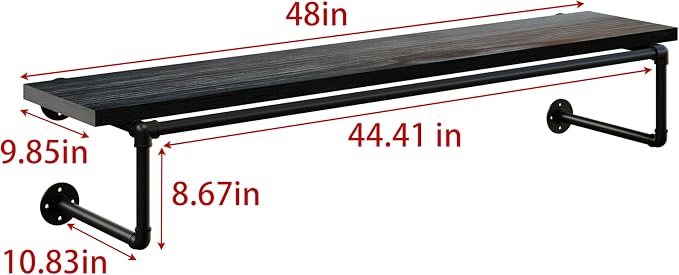 Clothes Rack 48in, Wall Mounted Garment Racks - Image 8