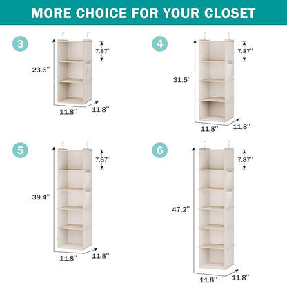 YOUDENOVA Hanging Closet Organizer, 5-Shelf Closet Hanging Storage Shelves - Image 5