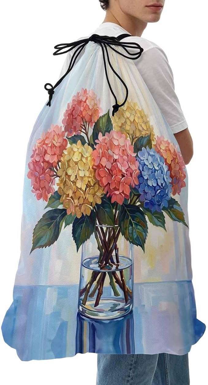 Floral XL Laundry Bag Hydrangeas Flower in Bottle Spring Summer Machine by Unknown