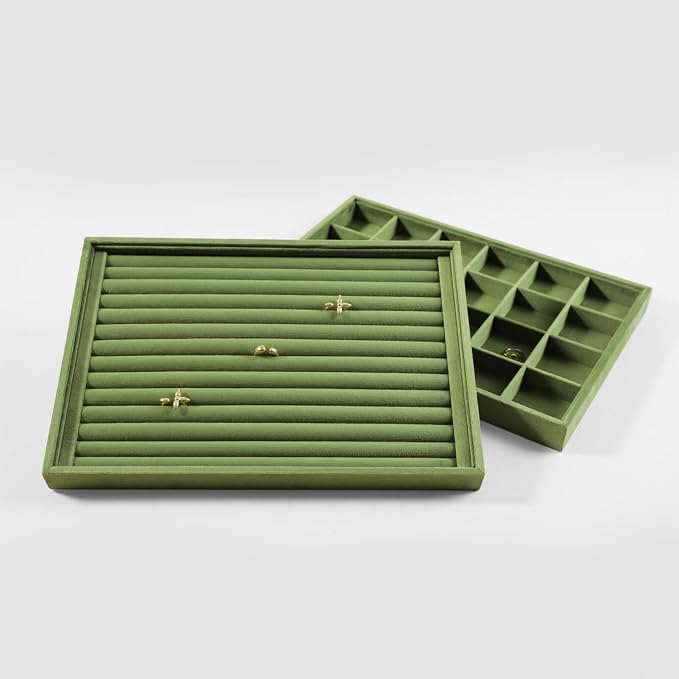 Velvet Stackable Jewelry Display Tray, 24 Grid Earring Ring Storage Tray - Image 5
