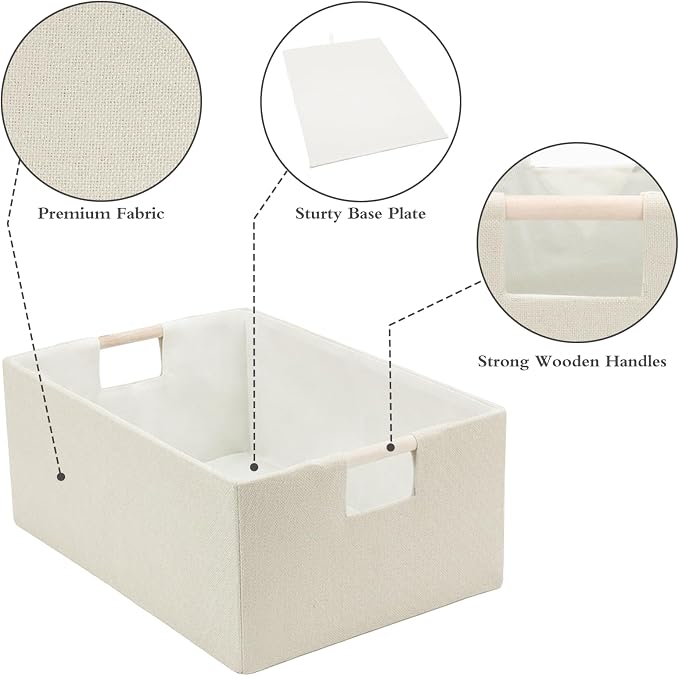 Foldable Fabric Storage Baskets Set of 2 - Image 3