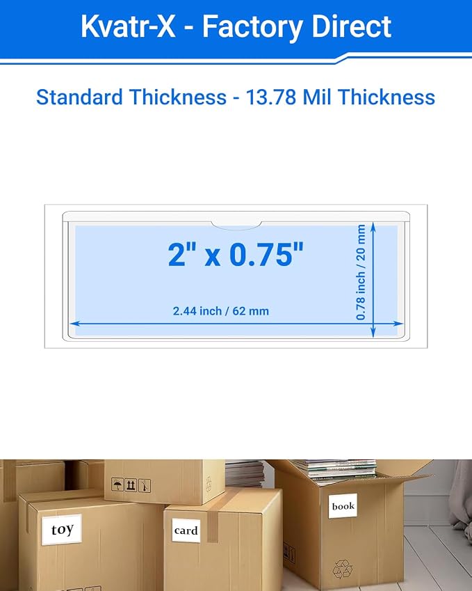 20 PCS Clear Self Adhesive Plastic Label Pockets, Top Loading Business & - Image 2