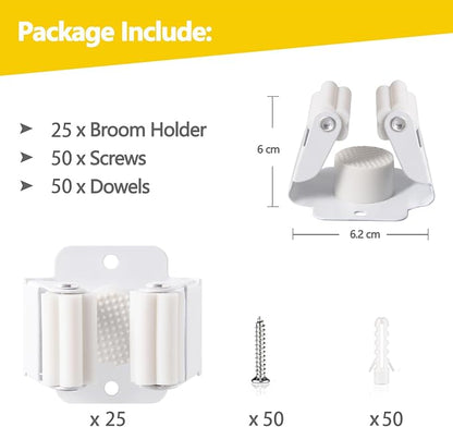 Verdenu 25 Pack Broom Holder Wall Mount, Mop and Broom Holder Wall Mount - Image 3