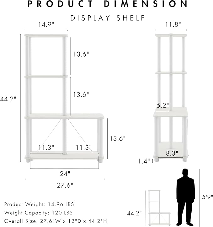 Homes: Inside + Out Apexa Modern 4-Cube Ladder Shelving Units, Collectibles - Image 3