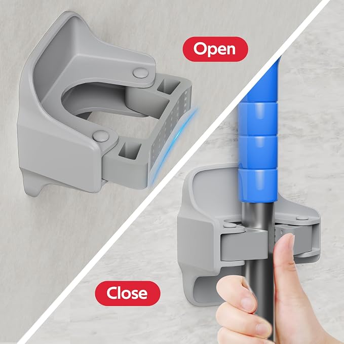 reliahom 3 Pack Broom Holder Wall Mount Mop Grippers No Drilling Self Adhesive - Image 2