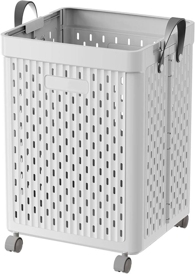 UAK Laundry Basket with Wheels, Collapsible Plastic Laundry Hamper with Handle by SayGoodbyetoClosetChaoswithCurStorage