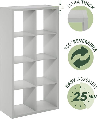 Furinno Cubicle Open Back Decorative Cube Storage Organizer, Light Grey | 14.6" - Image 7