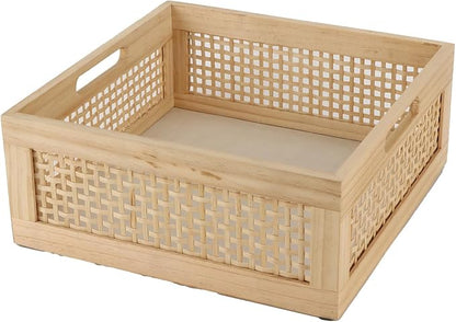 YRMT Wood Storage Crate Basket Rustic Wooden Storage Container by YRMTKIHE