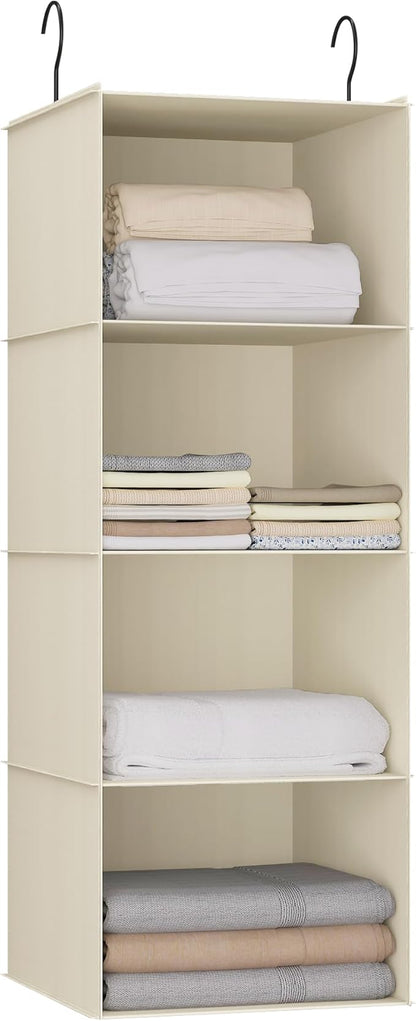 Hanging Closet Organizer, Easy Mount Foldable 4-Shelf Hanging Closet Wardrobe by DonYeco