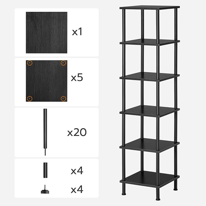 HOOBRO 6-Tier Corner Shelf, Corner Square Rack Display Shelf, Tall Storage Rack - Image 9