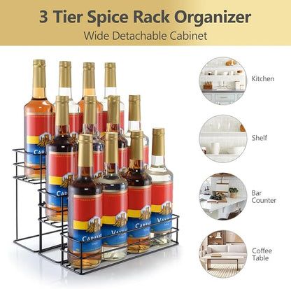 12 Bottle Capacity Coffee Syrup Organizer 3 Tier Coffee Syrup Stand Shelf - Image 4