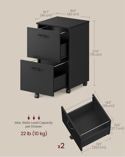 VASAGLE 2-Drawer File Cabinet, Small Rolling Filing Cabinet - Image 3