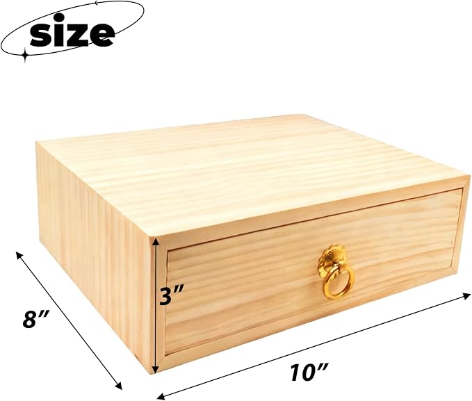 Natural Wooden Storage Box Desk Drawer Single Wood Cabinet Organizer Drawer - Image 3