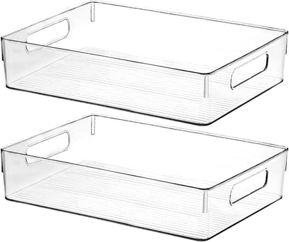 Clear Plastic Storage Bins, Large Fridge Organizer Plastic Bins, Pantry by ShelfShaper