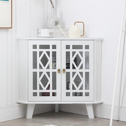 Scurrty 32'' Corner Shelf Stand, Small Corner Table Sideboard Cabinet - Image 3