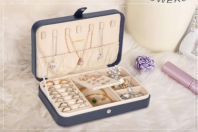 LANDICI Small Jewelry Box for Women Girls, PU Leather Travel Jewelry Case - Image 8