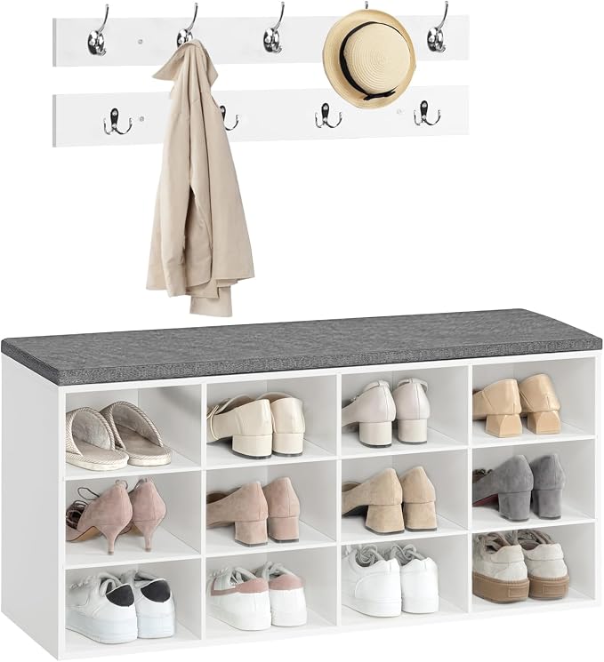 HOOBRO Shoe Storage Bench with Cushion, 39.4" L Entryway Bench with 12 Cubbies - Image 9