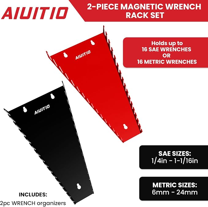 2 Pack Magnetic Wrench Organizer, 32-Slot Magnetic Wrench Organizer Tray - Image 2