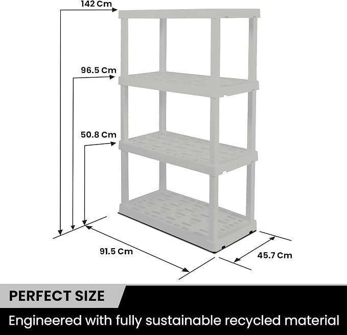 Oskar 4‑Tier Heavy‑Duty Plastic Storage Shelves – Tool‑Free, Interlocking - Image 3