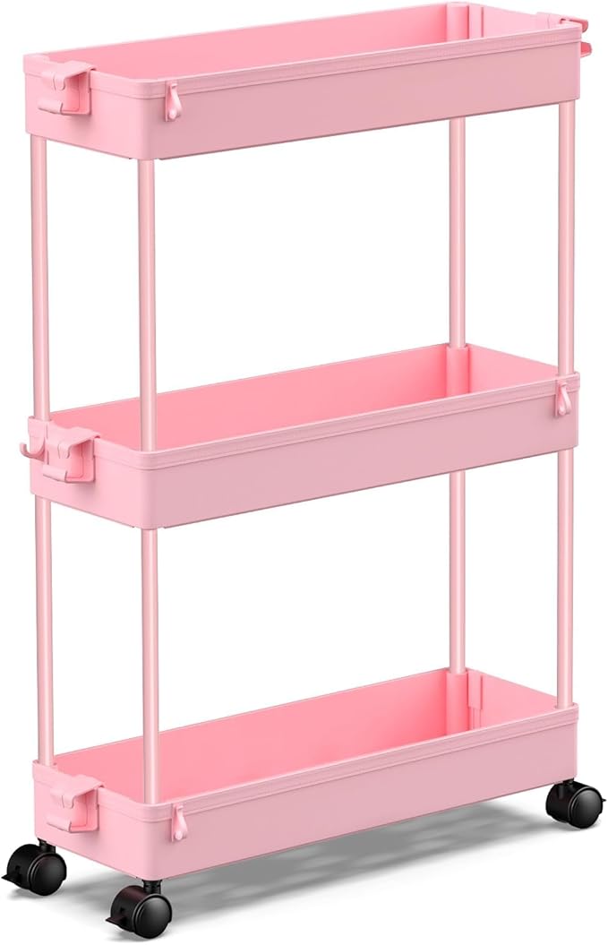 SPACEKEEPER Slim Rolling Storage Cart, 3 Tier Bathroom Organizer Utility Cart by SPACEKEEPER