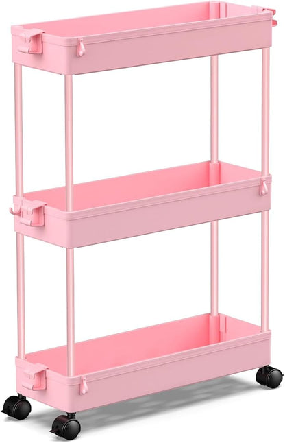 SPACEKEEPER Slim Rolling Storage Cart, 3 Tier Bathroom Organizer Utility Cart by SPACEKEEPER