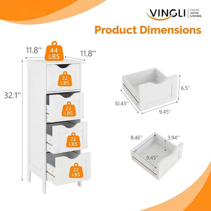 VINGLI White Bathroom Storage Cabinet - Image 3