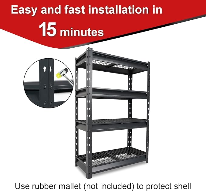 The Atlas 36" W Garage Shelving Heavy Duty Loads 6000LBS, 4 Tier Metal Storage - Image 6