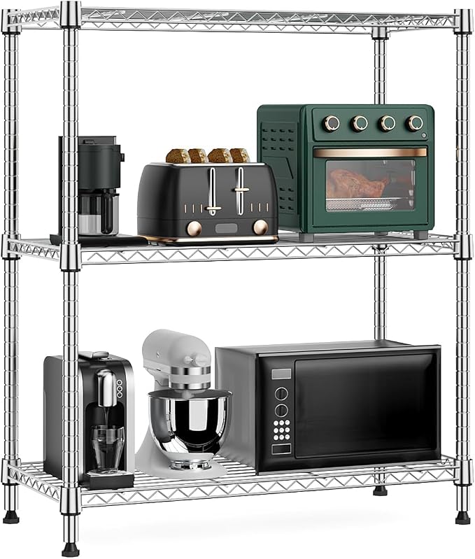 750 lbs 3 Tier Storage Rack Metal Wire Shelving Unit, Storage Standing Shelf by MEIGAOPLASTICANDMETALHKCOLIMITED