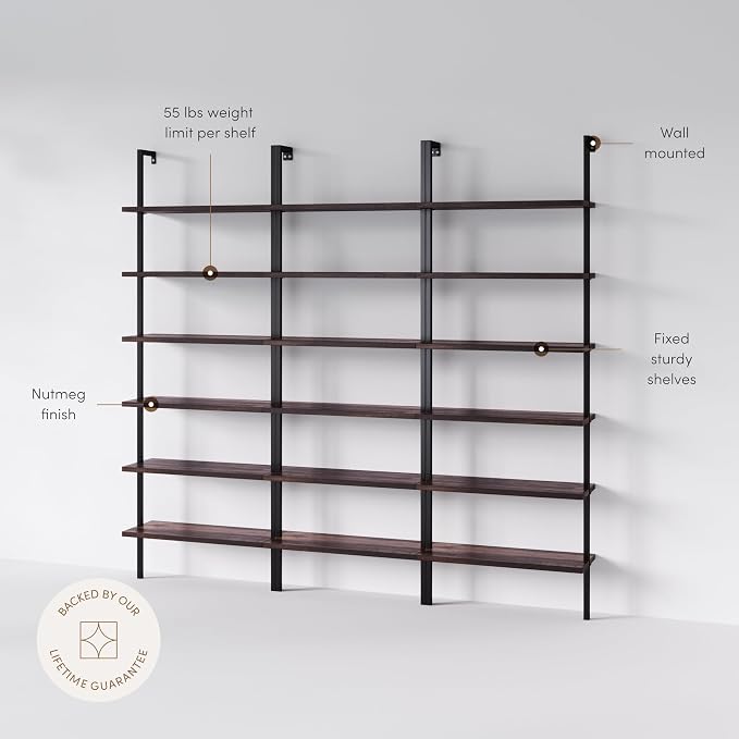 Nathan James Theo 6-Shelf Tall Bookcase, Wall Mount Bookshelf - Image 2