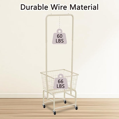 Rolling Laundry Cart with Wheels, Laundry Hamper Basket Organizer with Clothes - Image 8