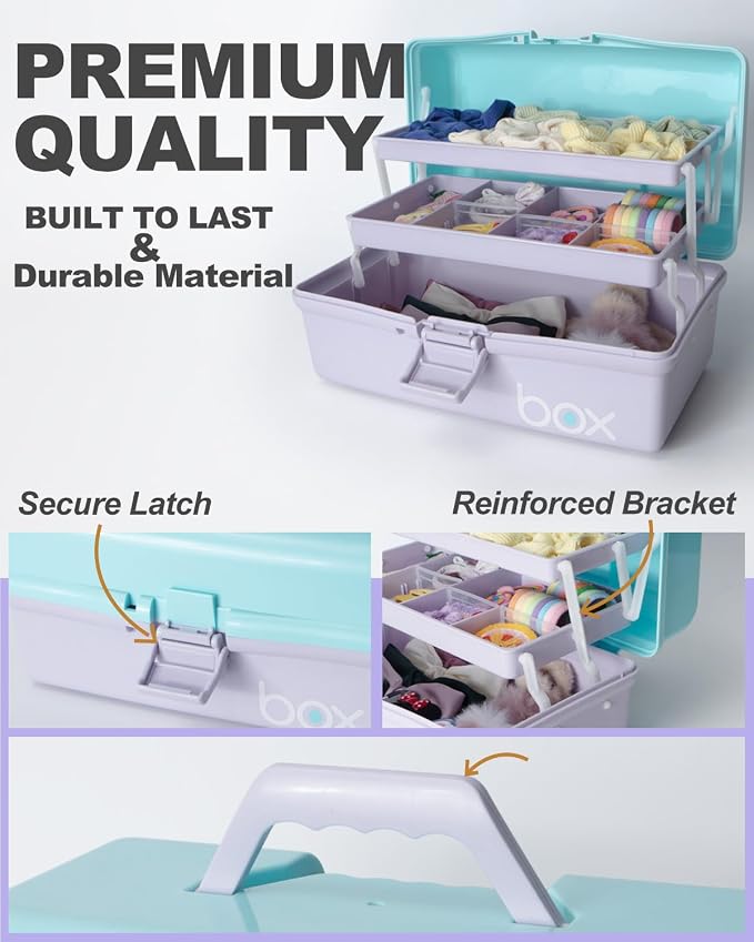 TERGOO 12in 3-Layer Plastic Craft Organizers and Storage, Portable Folding - Image 3