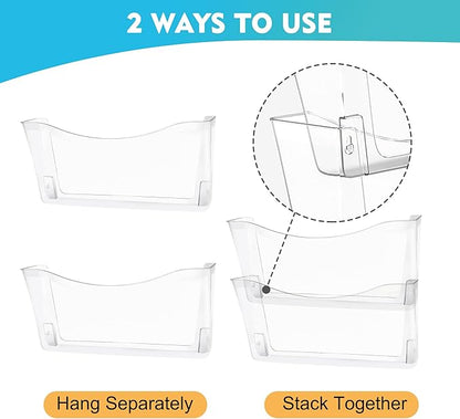 3 Pack Clear Single Pocket Hanging File Organizer, Plastic Wall Mount Paper - Image 4