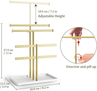 3 Tier Jewelry Holder Organizer, Necklace Display Stand, Height Adjustable - Image 2