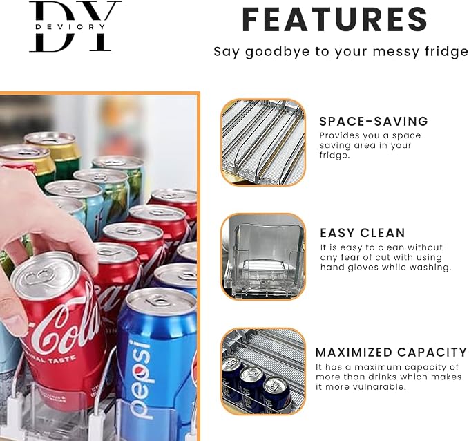 Soda Can Organizer with Automatic Can Pusher | Refrigerator Drink Organizer | - Image 2