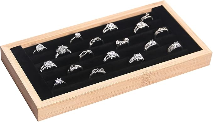 Coward Bamboo Ring Display Holder Jewelry Storage Tray Organizer Ring Stand by FocusOnJewelryDisplay15yrs