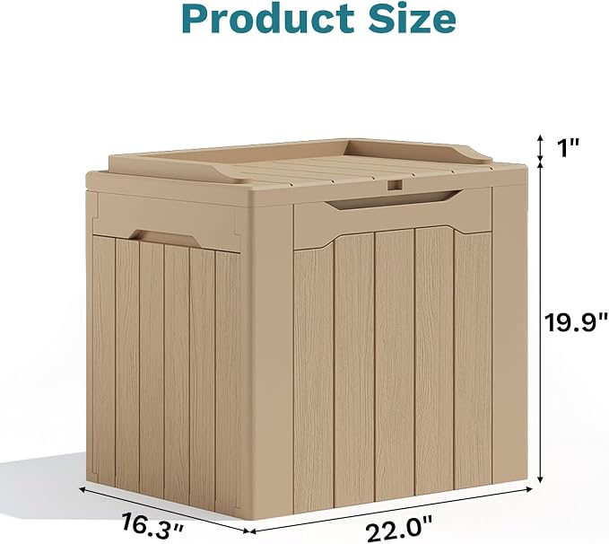 Patiolife 30 Gallon Resin Deck Box, Small Outdoor Storage - Image 6