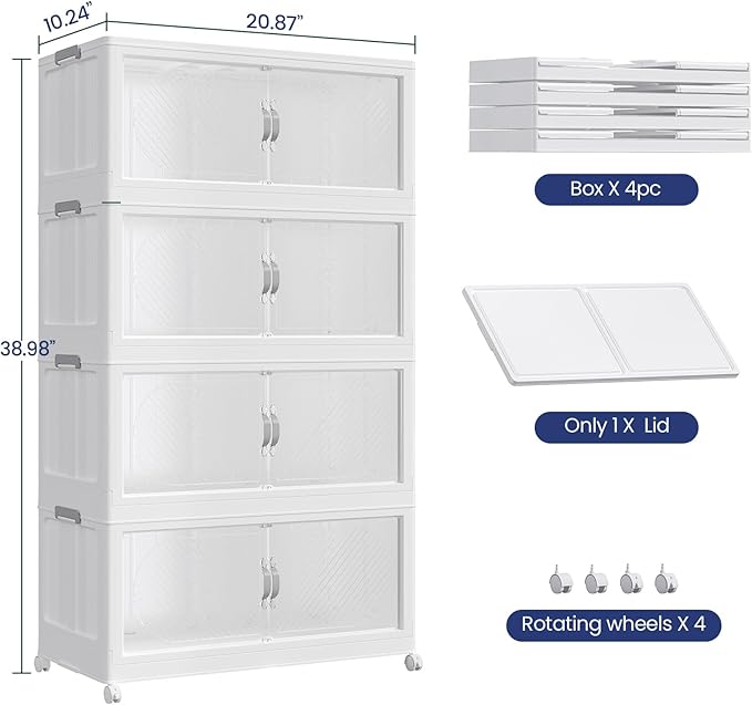 60Gal/240QT 4-Tiers Extra Large Stackable Storage Bins - Image 2