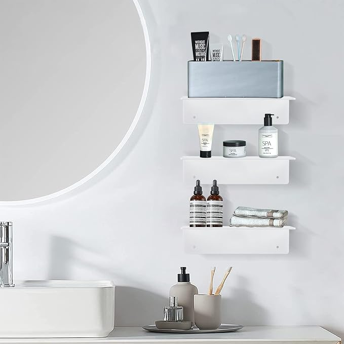 9 Inch Acrylic Floating Shelf No Drill Adhesive Wall Shelf Set of 4 - Image 6