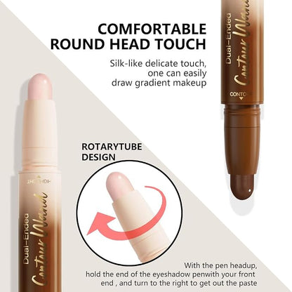 evpct Darker Nude & Light Pink Cream Contour Stick Face Body Makeup Dual Ended - Image 3
